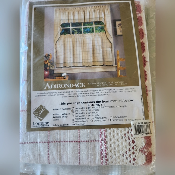 Lorraine Home Fashions Adirondack Tier Curtains 1 Pair 60" x 36" - Picture 1 of 4